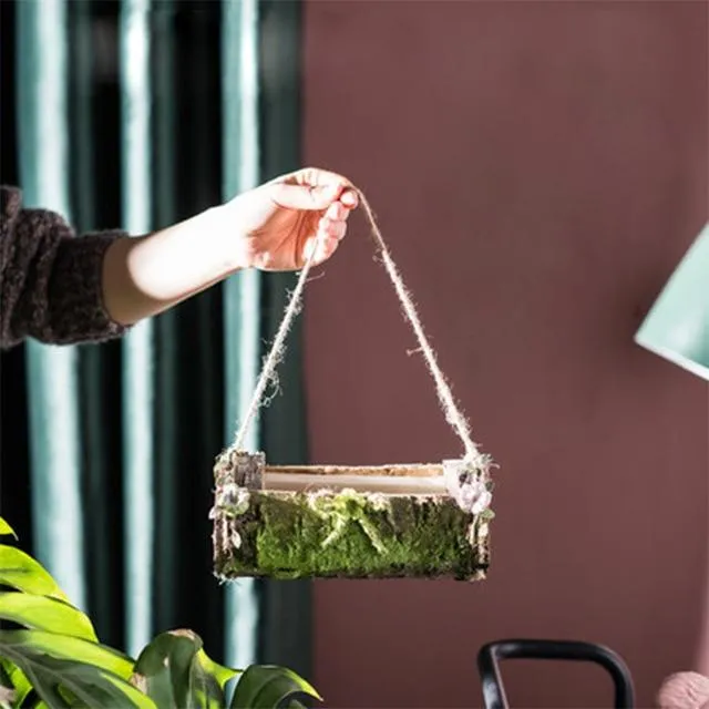 Moss - Vertical Hanging Bark Planter