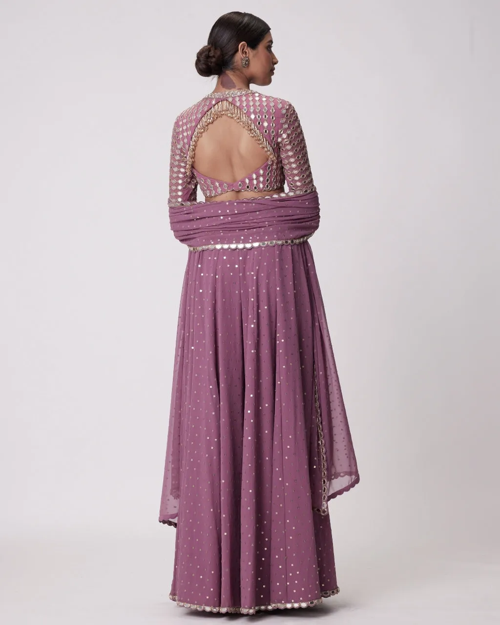 Mud Mauve Hand Embroidered Sharara Set
