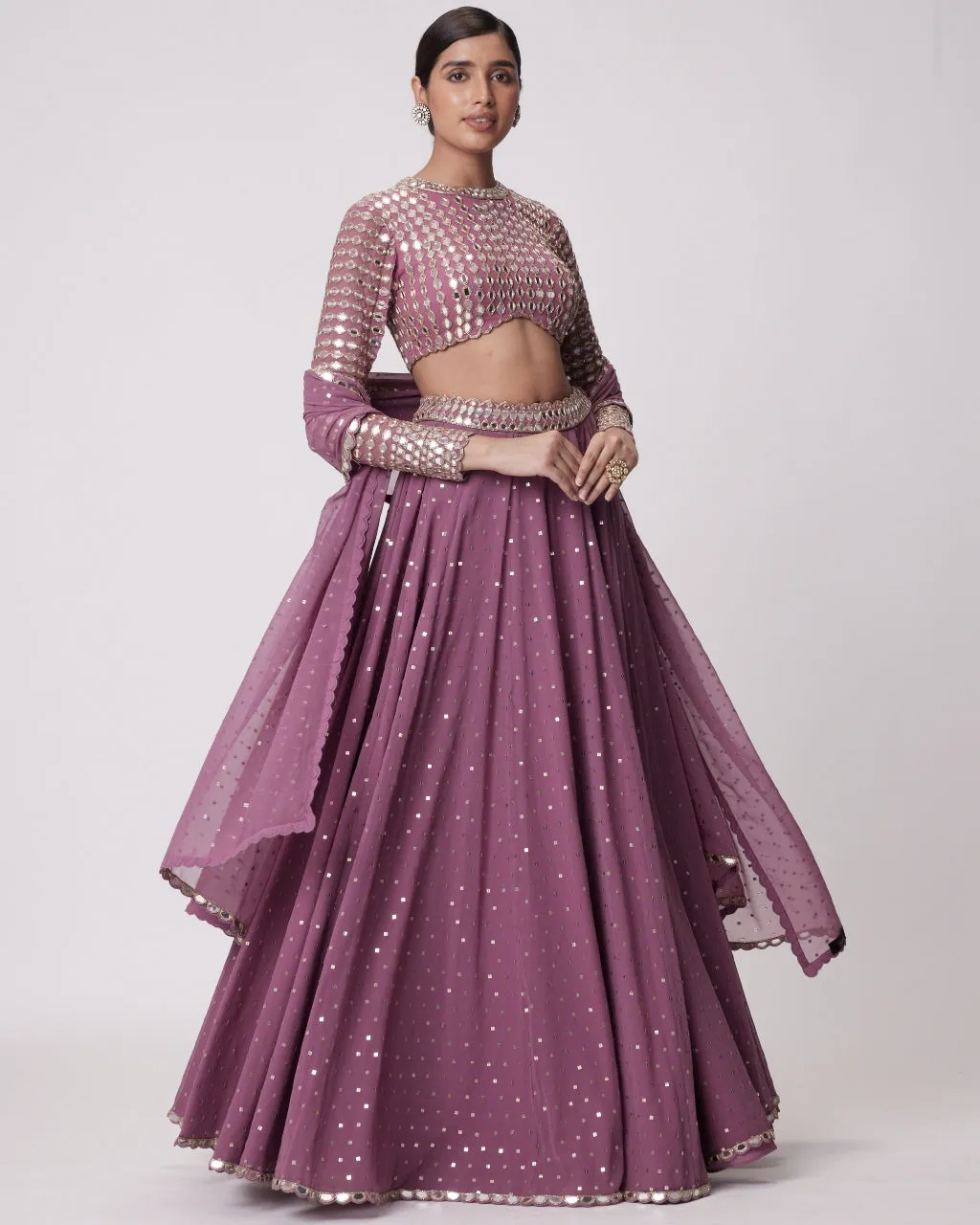 Mud Mauve Hand Embroidered Sharara Set