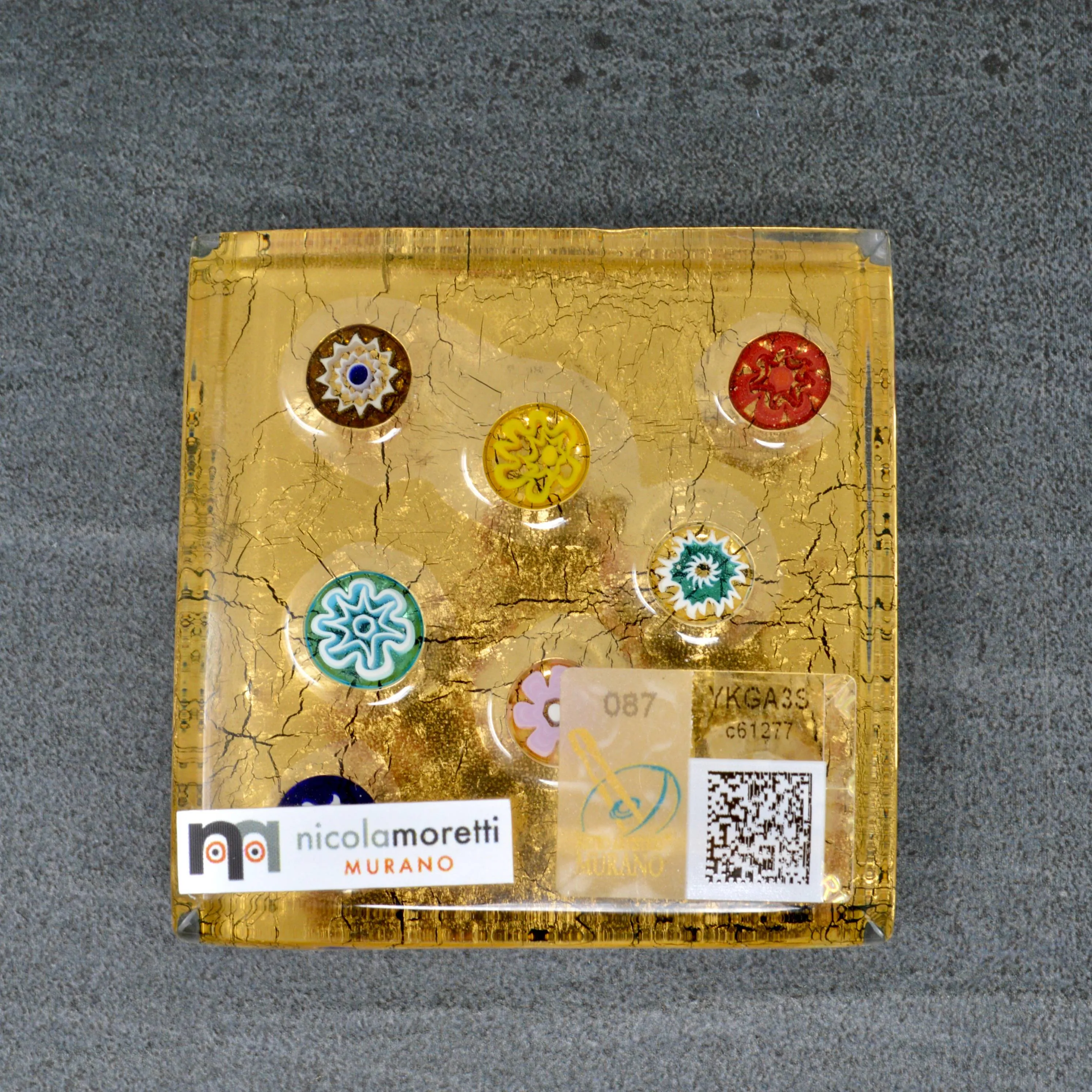 Murano Glass Millefiori and 24k Gold Paperweight