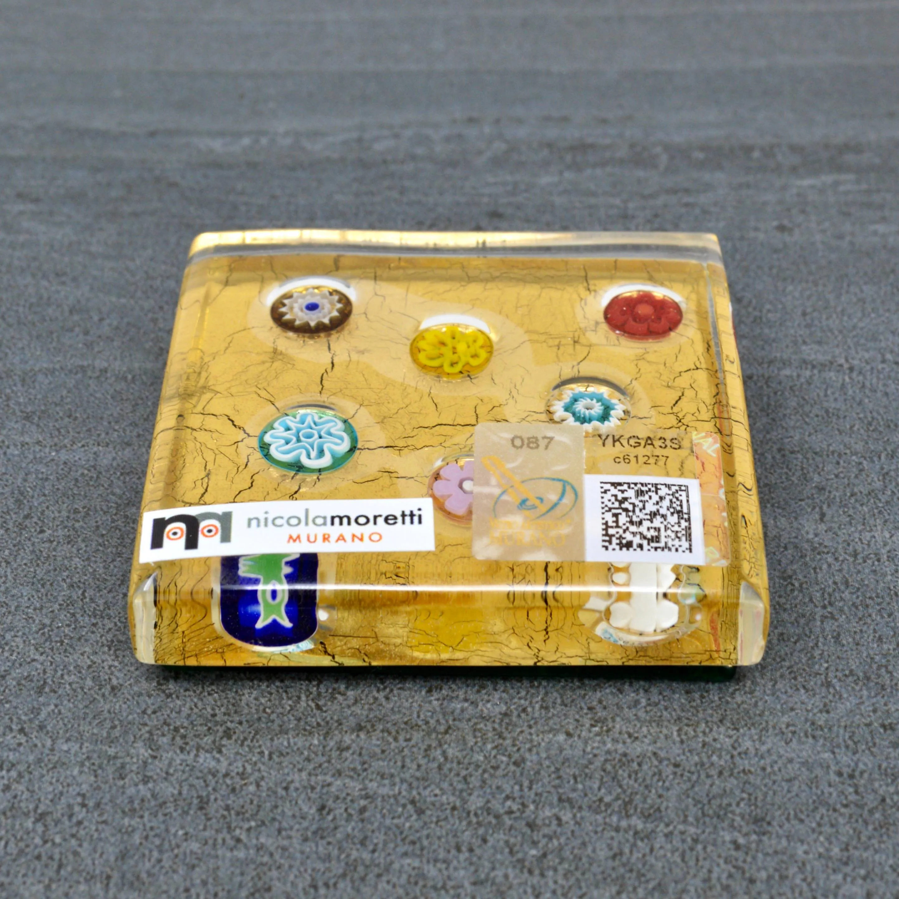 Murano Glass Millefiori and 24k Gold Paperweight