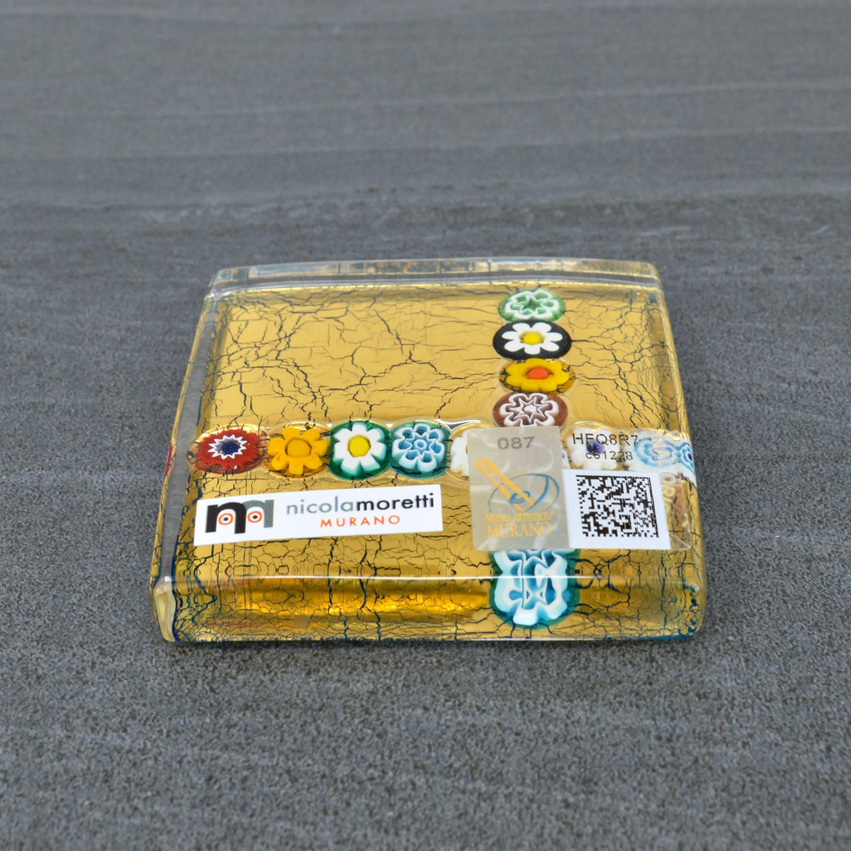 Murano Glass Millefiori and 24k Gold Paperweight