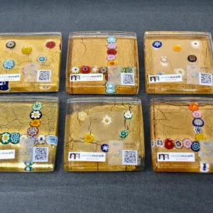 Murano Glass Millefiori and 24k Gold Paperweight