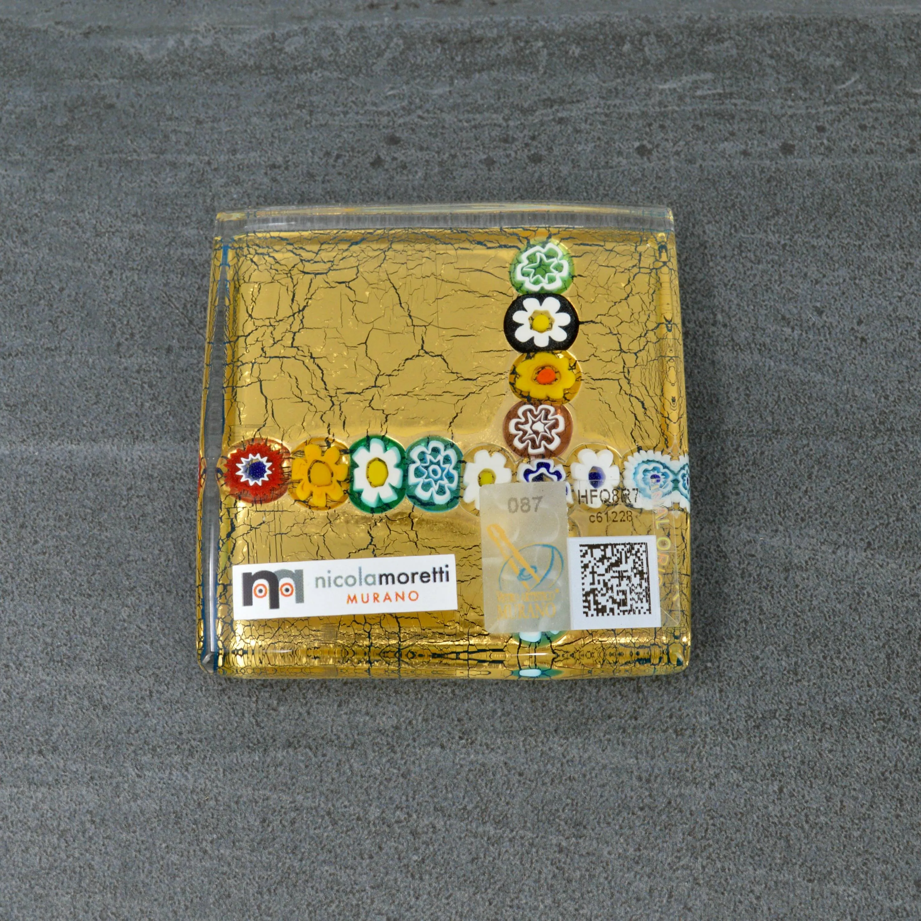 Murano Glass Millefiori and 24k Gold Paperweight