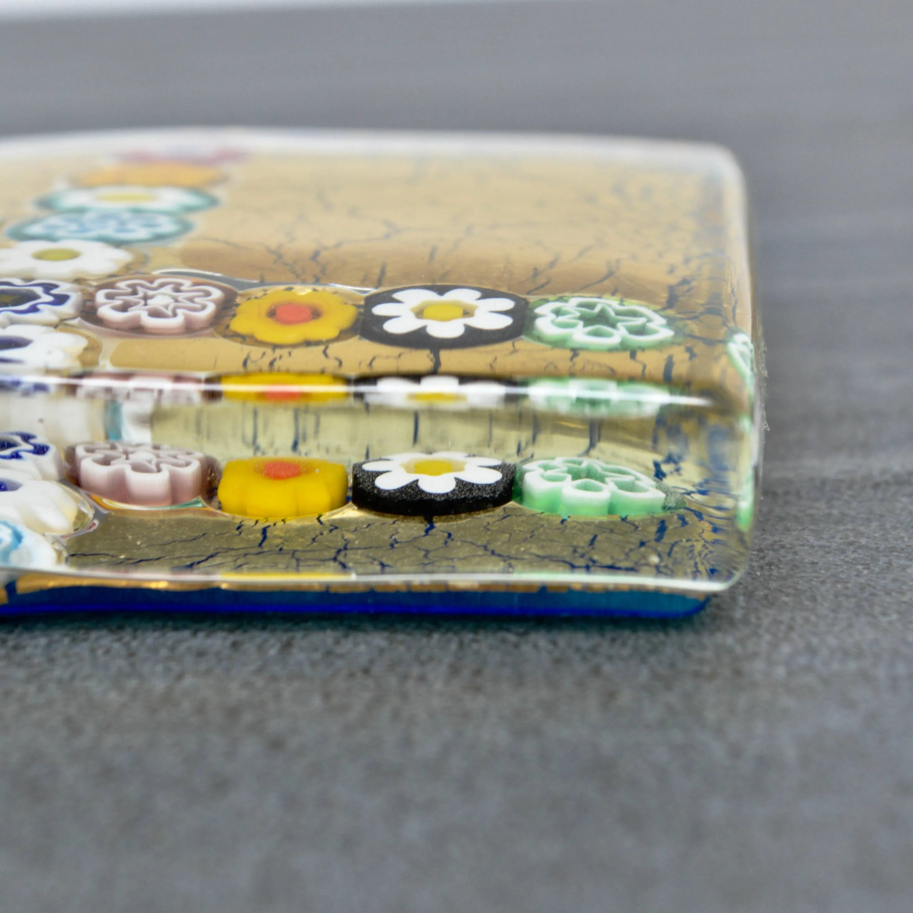 Murano Glass Millefiori and 24k Gold Paperweight