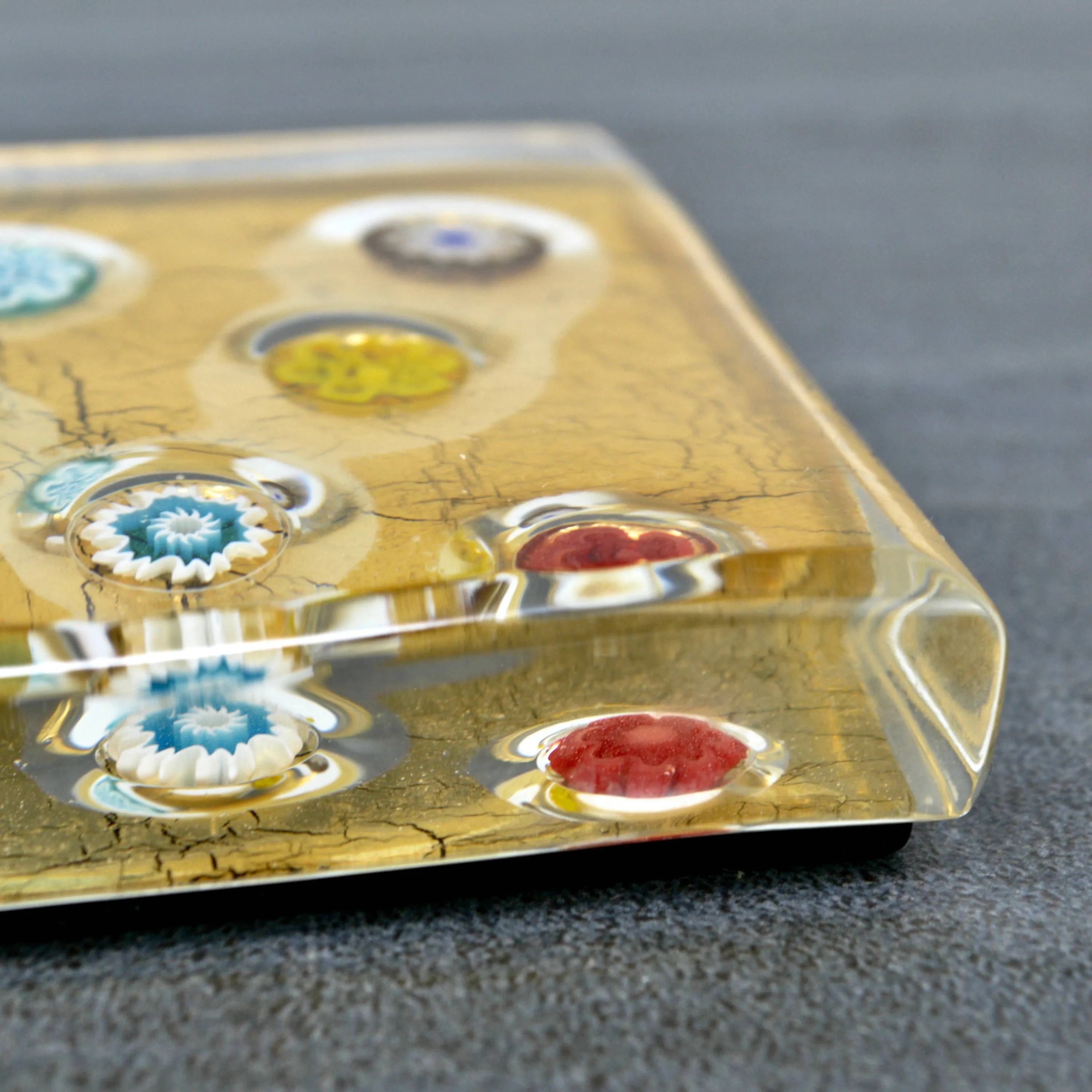 Murano Glass Millefiori and 24k Gold Paperweight