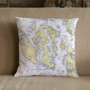 Nautical Chart Pillows, San Juan Islands, Washington Coastal Map