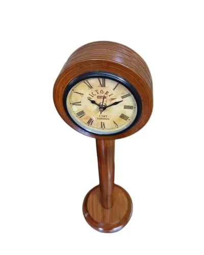Nautical Edge Handmade Antique Wooden Table Top Clock Desk Clock Nautical Edge - Unique Priced Antique Stayle Roman Number Home & Office Study Living Room Decoration Gift Item (Brown)