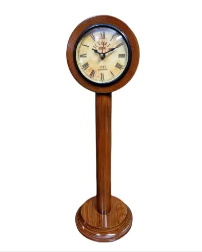 Nautical Edge Handmade Antique Wooden Table Top Clock Desk Clock Nautical Edge - Unique Priced Antique Stayle Roman Number Home & Office Study Living Room Decoration Gift Item (Brown)