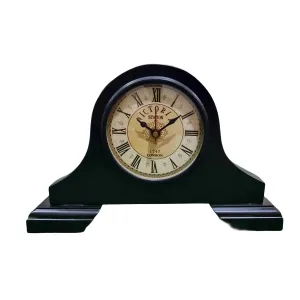 Nautical Edge - Unique Priced Handmade Vintage Wooden Table Top Clock Desk Clock Home & Office Study Living Room Decorative Gift Item (Black)
