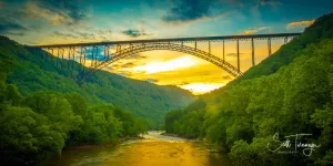 New River Gorge Bridge Fine Art Photography Curved Metal Print