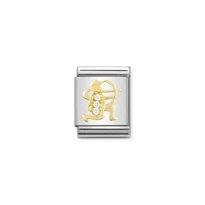 Nomination Composable Big Link Sagittarius In Gold With Stones