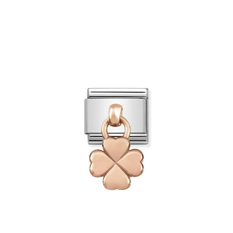 Nomination Composable Link Four-Leaf Clover Hanging Charm, 9K Rose Gold