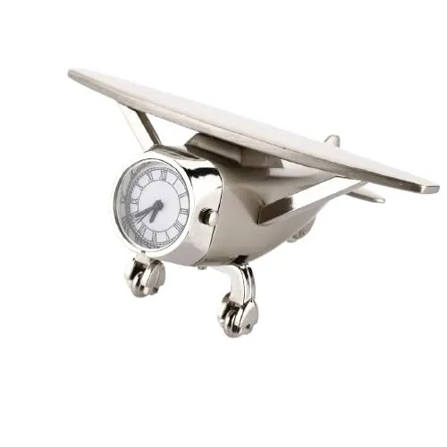 Nxz Digital Desk Clock for Home or Office, Silver, Airplane Design, Aeroplane Show Pieces Table Clock Used for Home Office Desk Decoration Gift