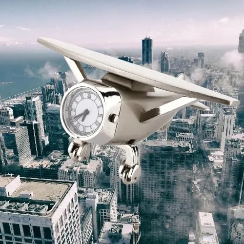 Nxz Digital Desk Clock for Home or Office, Silver, Airplane Design, Aeroplane Show Pieces Table Clock Used for Home Office Desk Decoration Gift