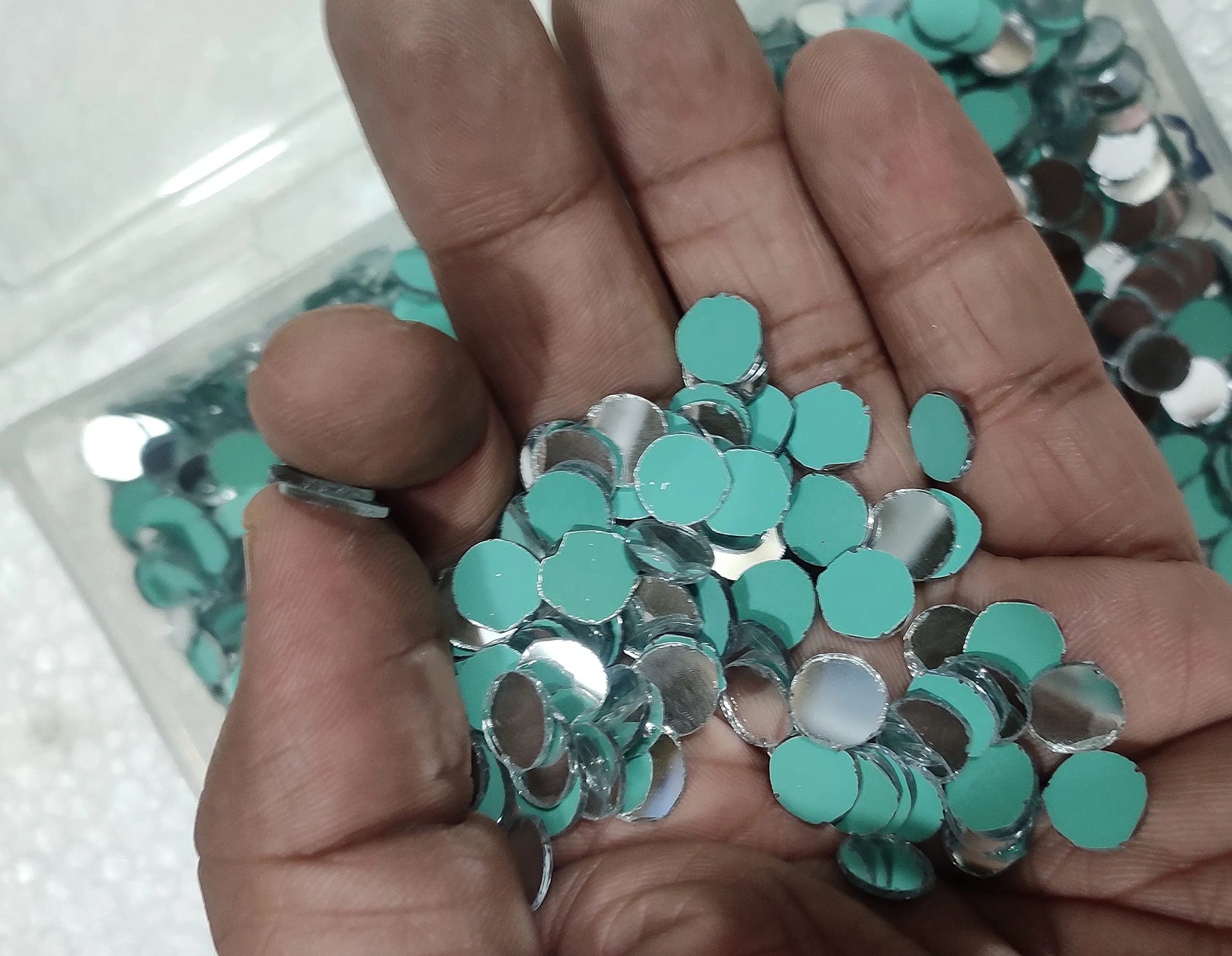 OMX Round Small Mirror Beads for Art Craft and DIY Projects (1 cm) -200 Pieces