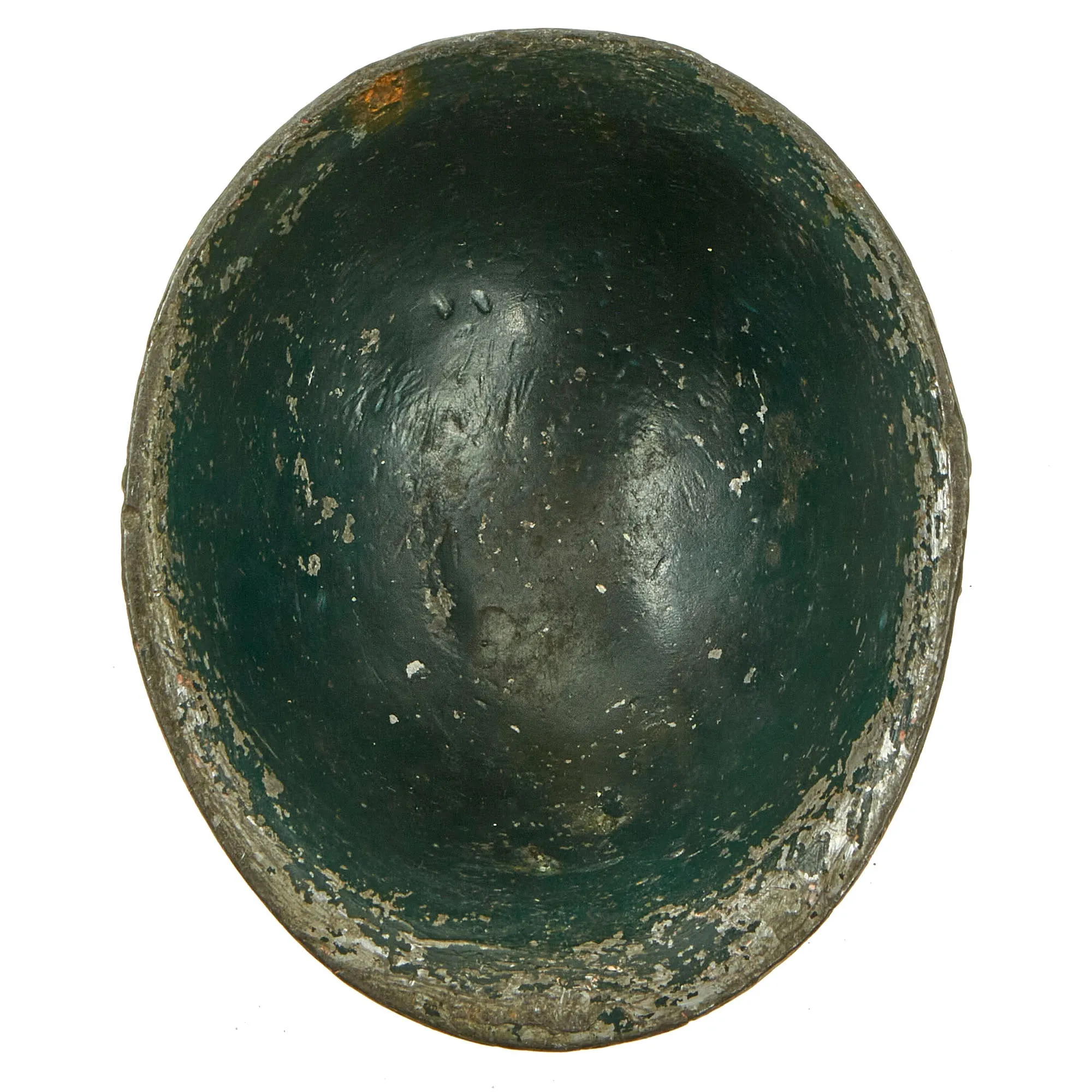 Original U.S. WWII Italian Campaign Miniature M1 Helmet Paperweight Souvenir With Enameled North Africa Command Insignia for the Peninsular Base Sector - Italian Made