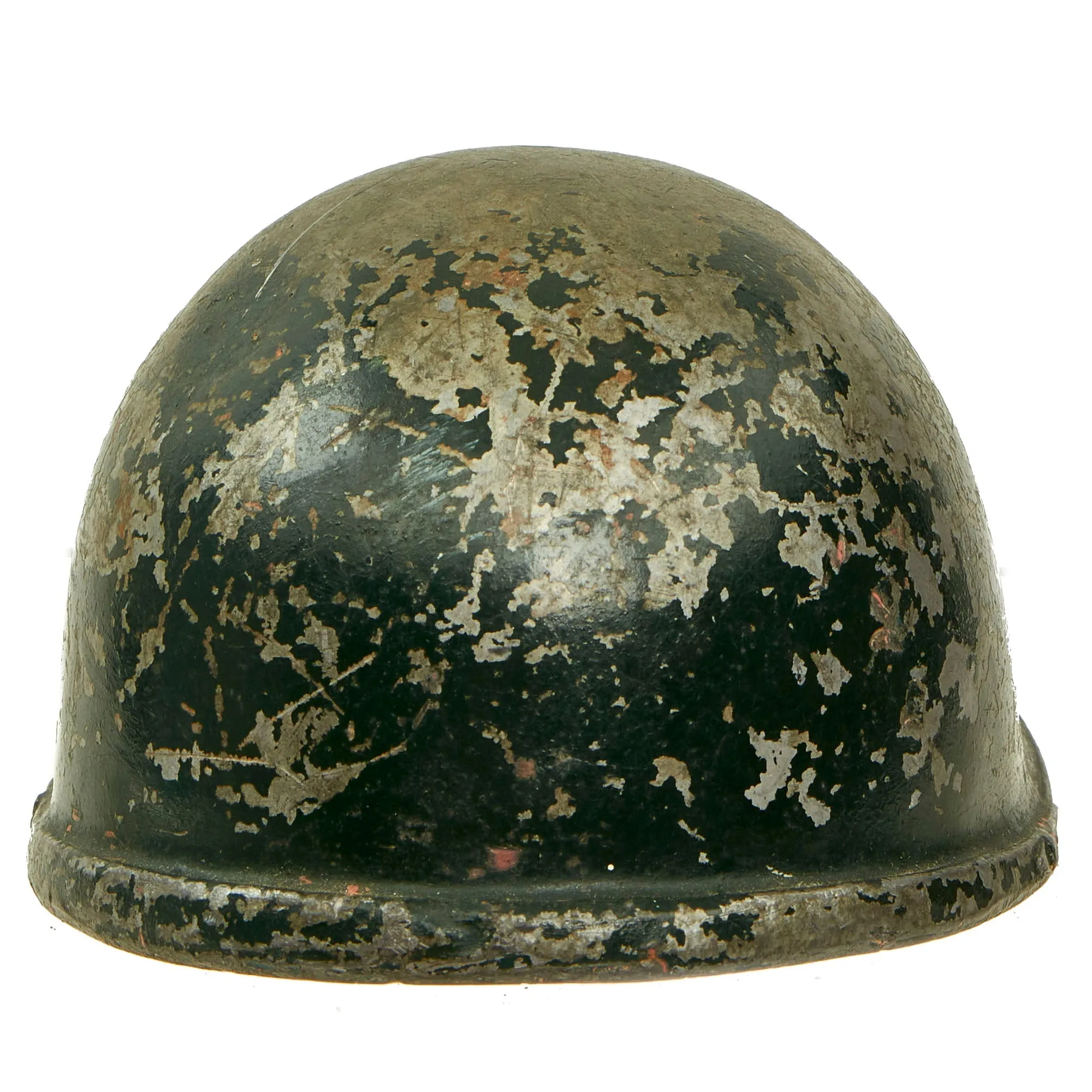 Original U.S. WWII Italian Campaign Miniature M1 Helmet Paperweight Souvenir With Enameled North Africa Command Insignia for the Peninsular Base Sector - Italian Made