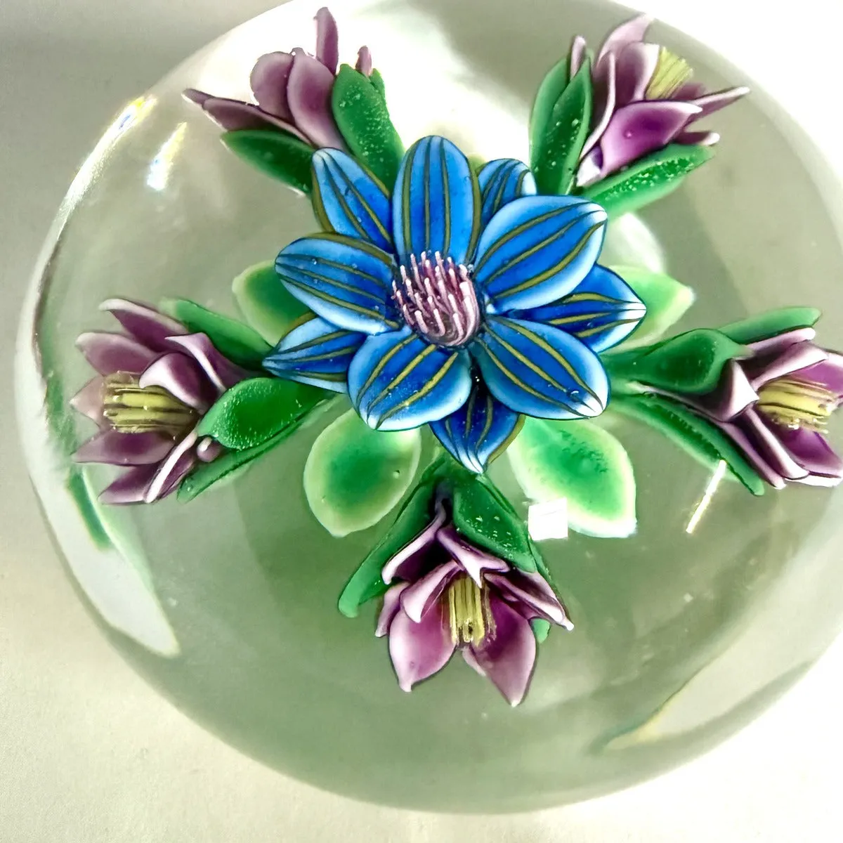 Paperweight with Blue/Pink Floral Design
