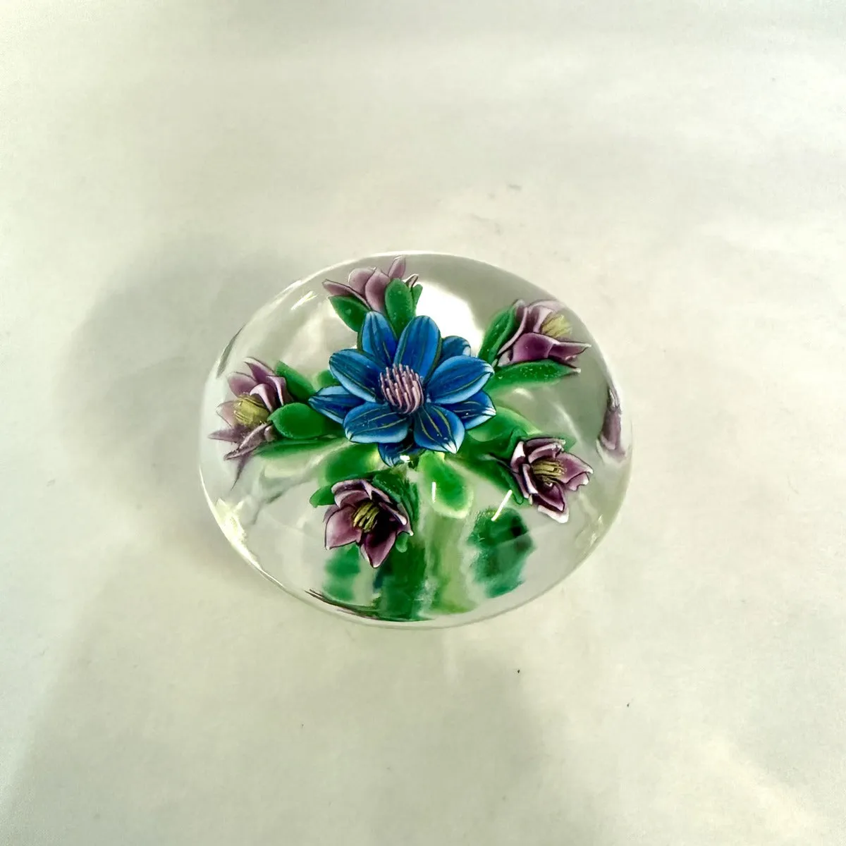 Paperweight with Blue/Pink Floral Design