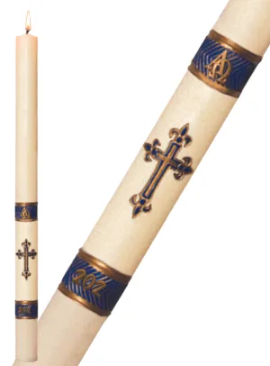 Paschal Candle - Blue Fleur de Lis