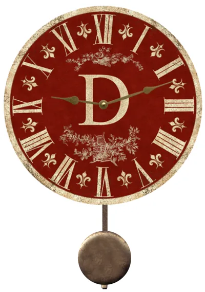 Personalized Red Monogram Clock-Monogram Clock-Wall Clock