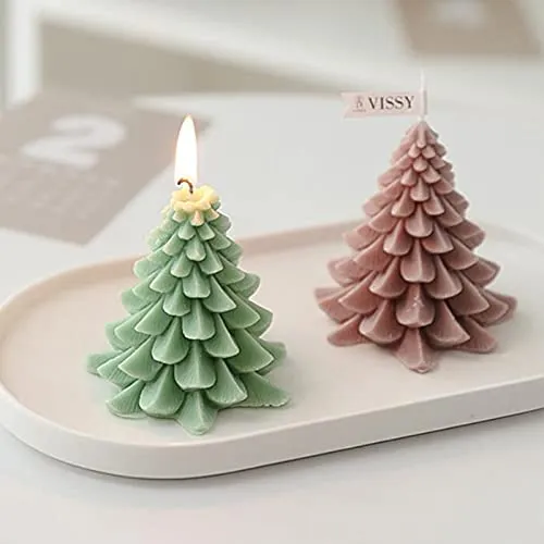 Pinakine® Christmas Tree Wax Scented Candle Creative Curve Home Decor Prop Light Brown