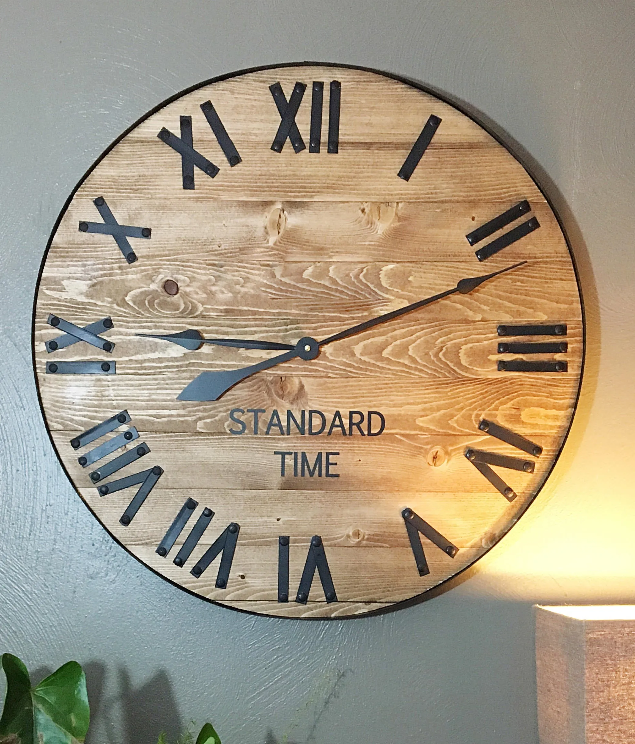 Pine Stained Wooden Clock