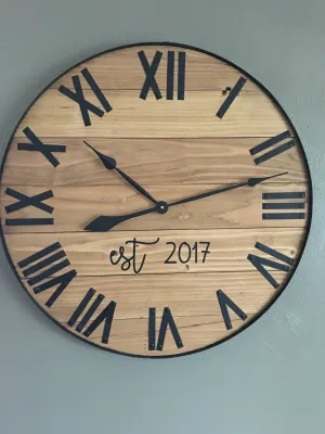 Pine Stained Wooden Clock