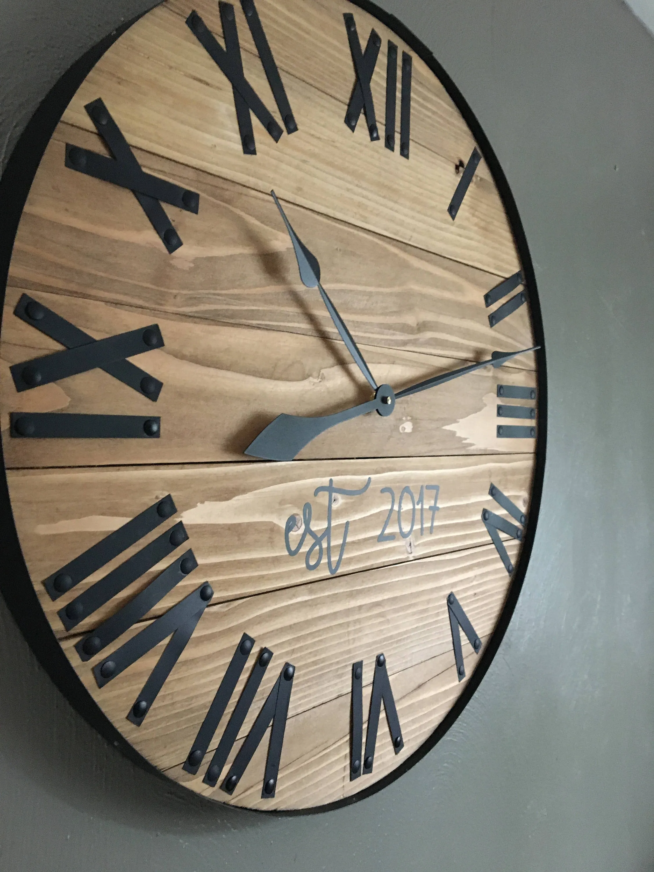 Pine Stained Wooden Clock