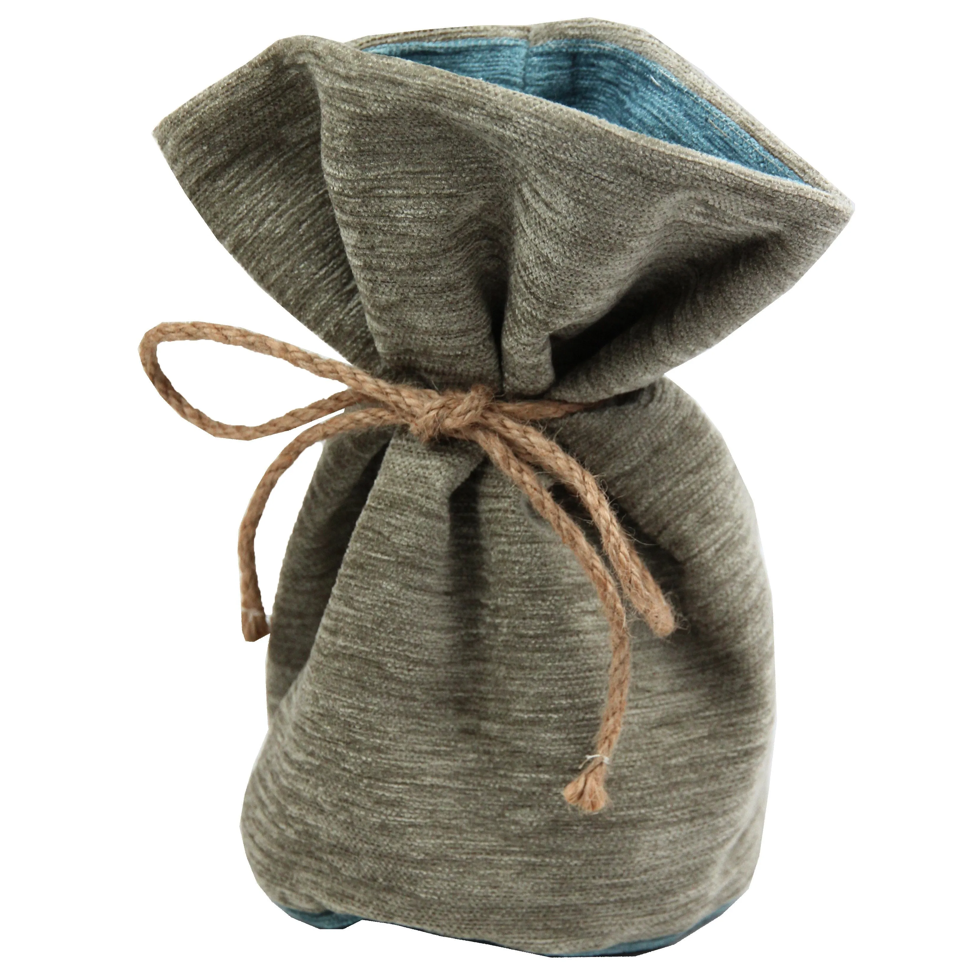 Plain Chenille Contrast Beige   Blue Door Stop With String