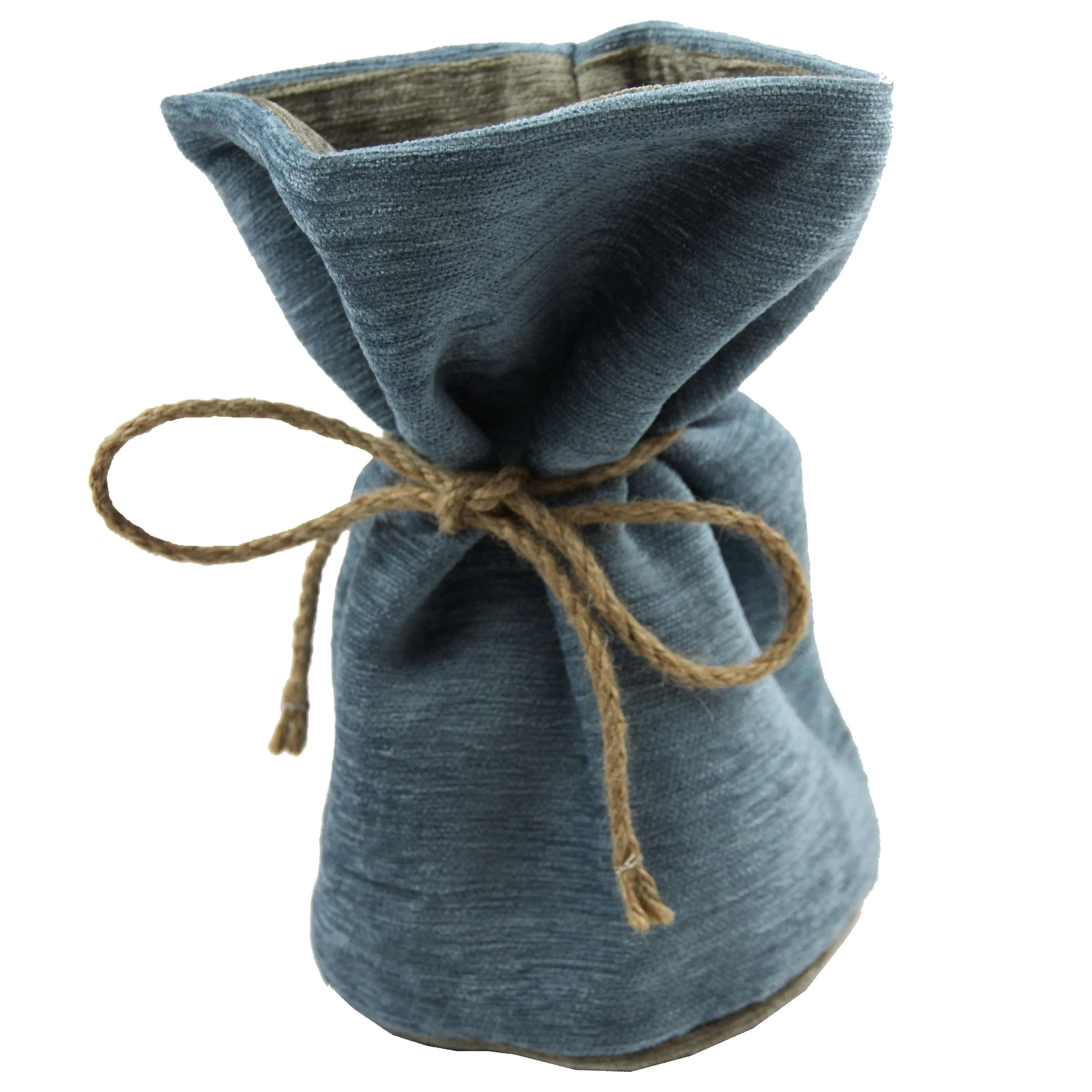 Plain Chenille Contrast Blue   Beige Door Stop With String