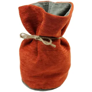 Plain Chenille Contrast Burnt Orange   Grey Door Stop With String