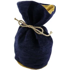 Plain Chenille Contrast Navy Blue   Yellow Door Stop With String