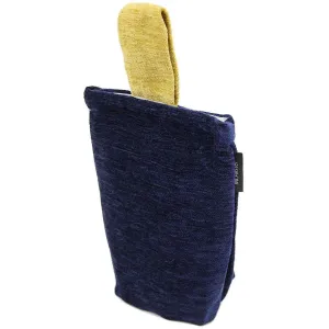 Plain Chenille Contrast Navy Blue   Yellow Door Stop