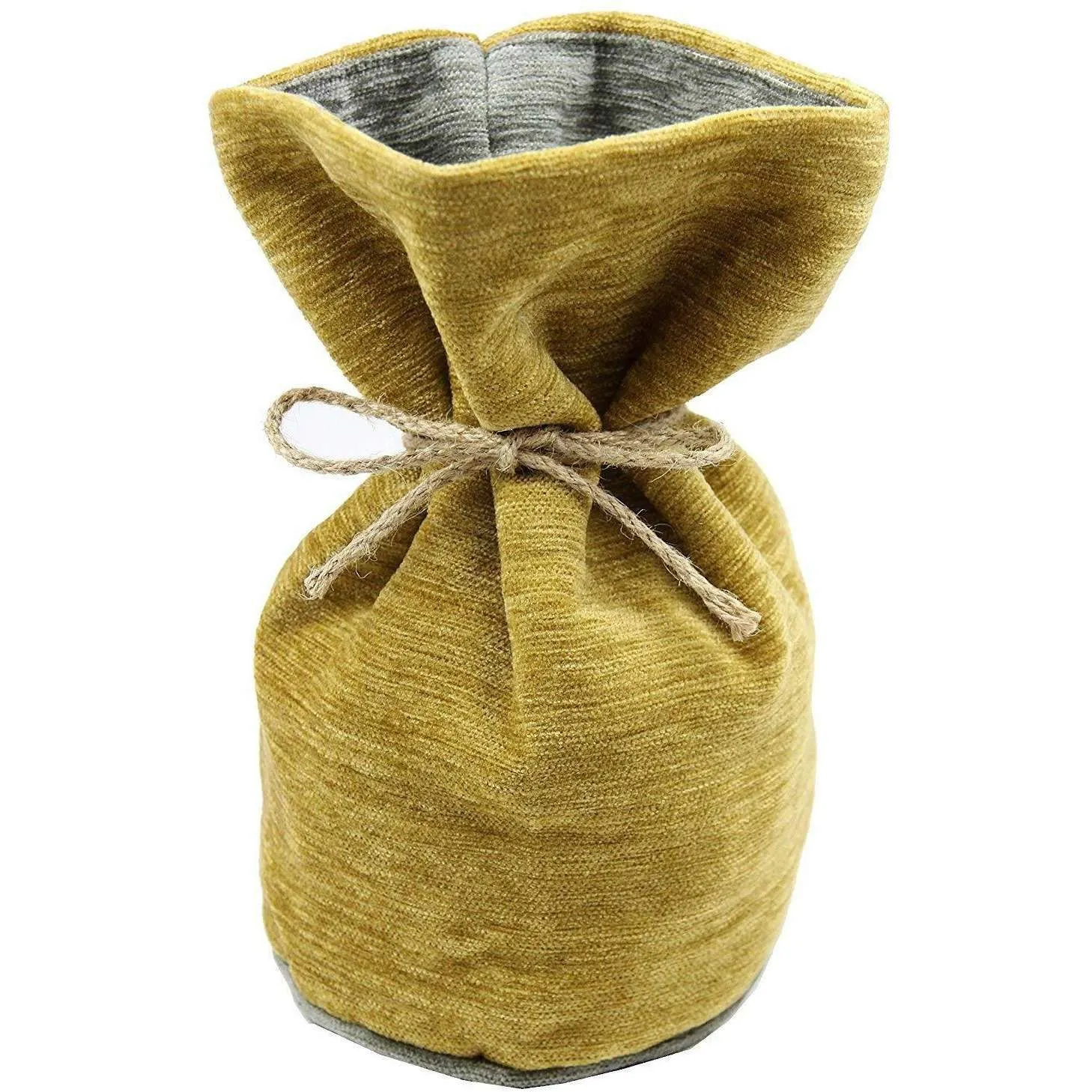 Plain Chenille Contrast Yellow   Grey Door Stop With String