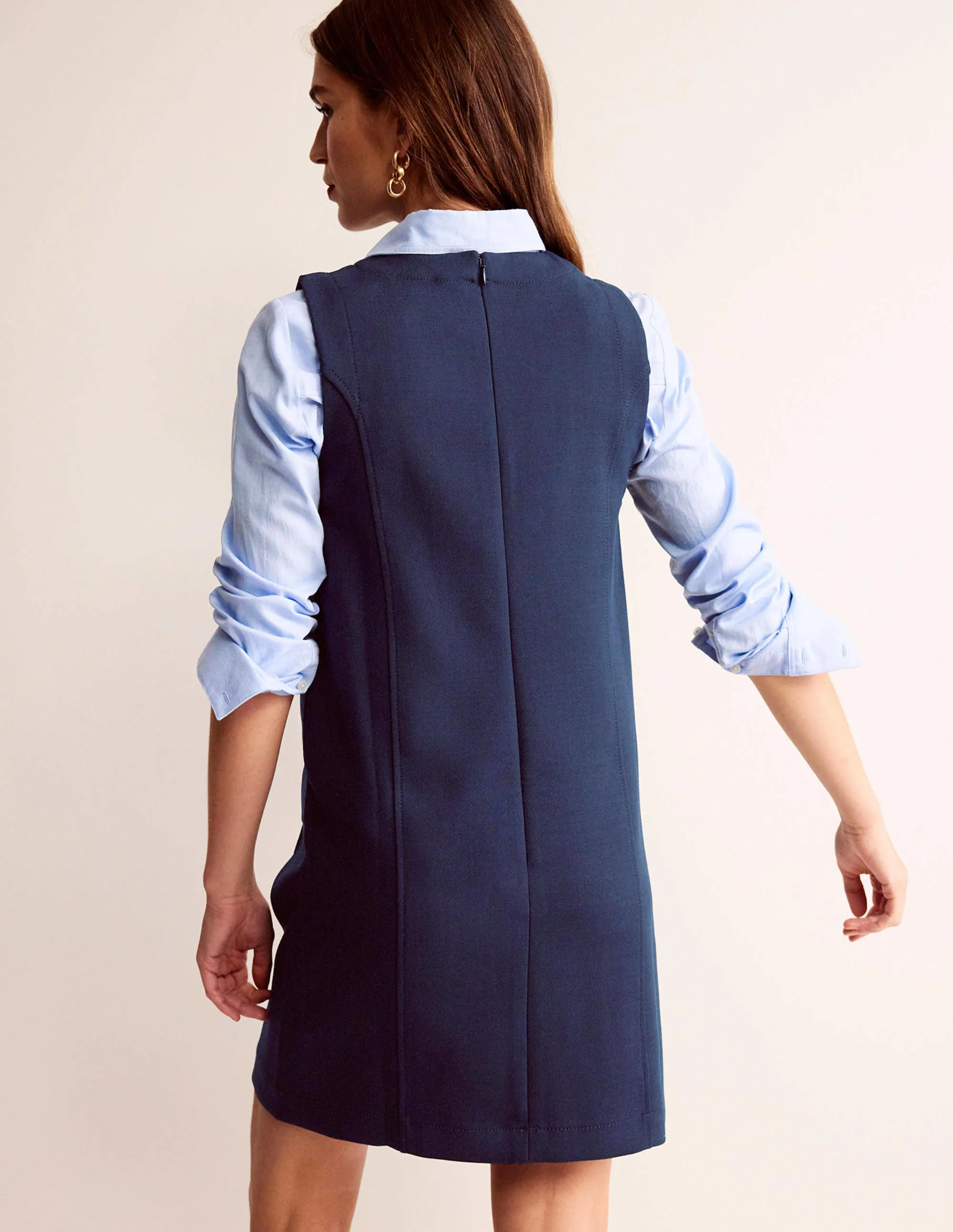Pocket Detail Mini Shift Dress-French Navy