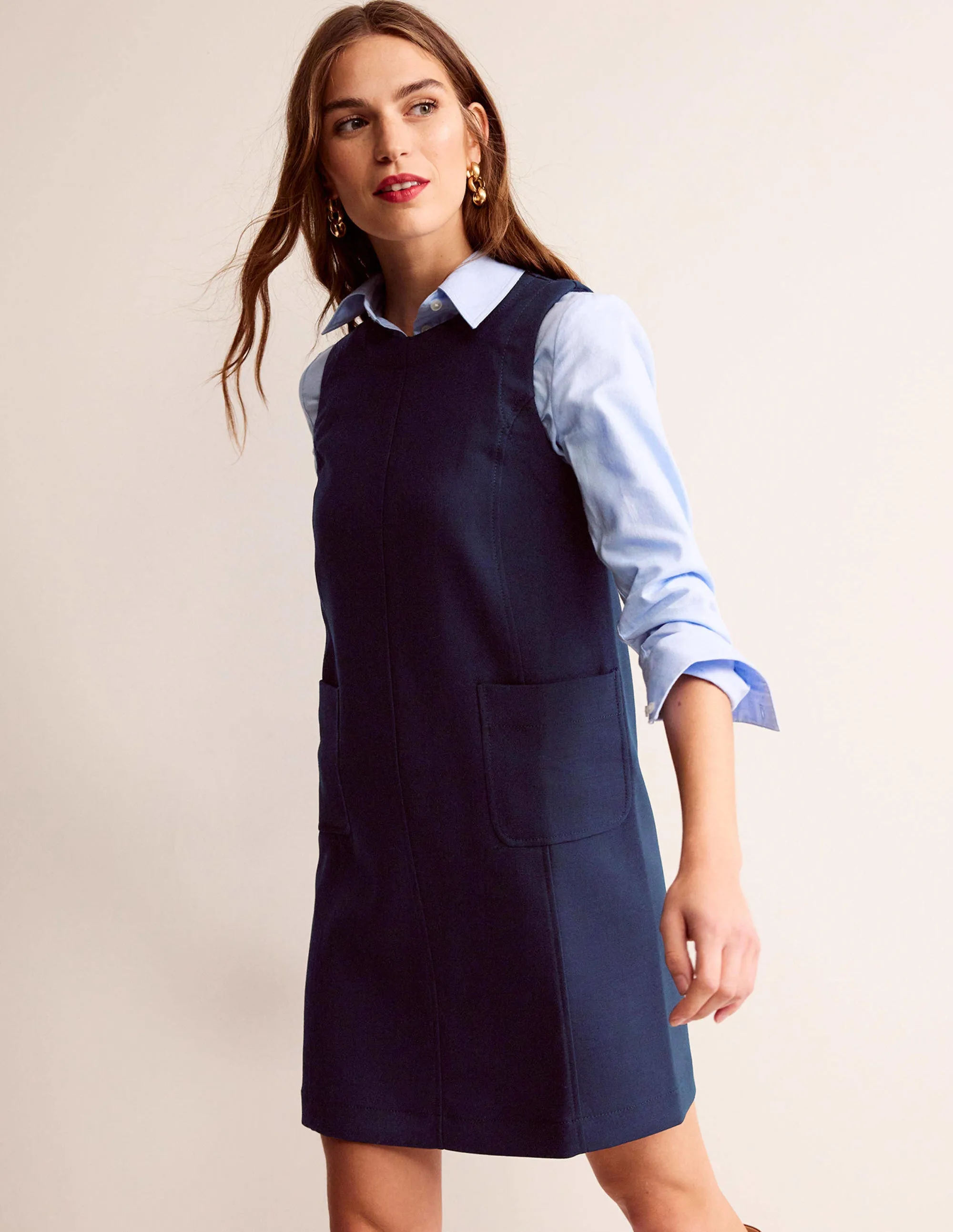 Pocket Detail Mini Shift Dress-French Navy