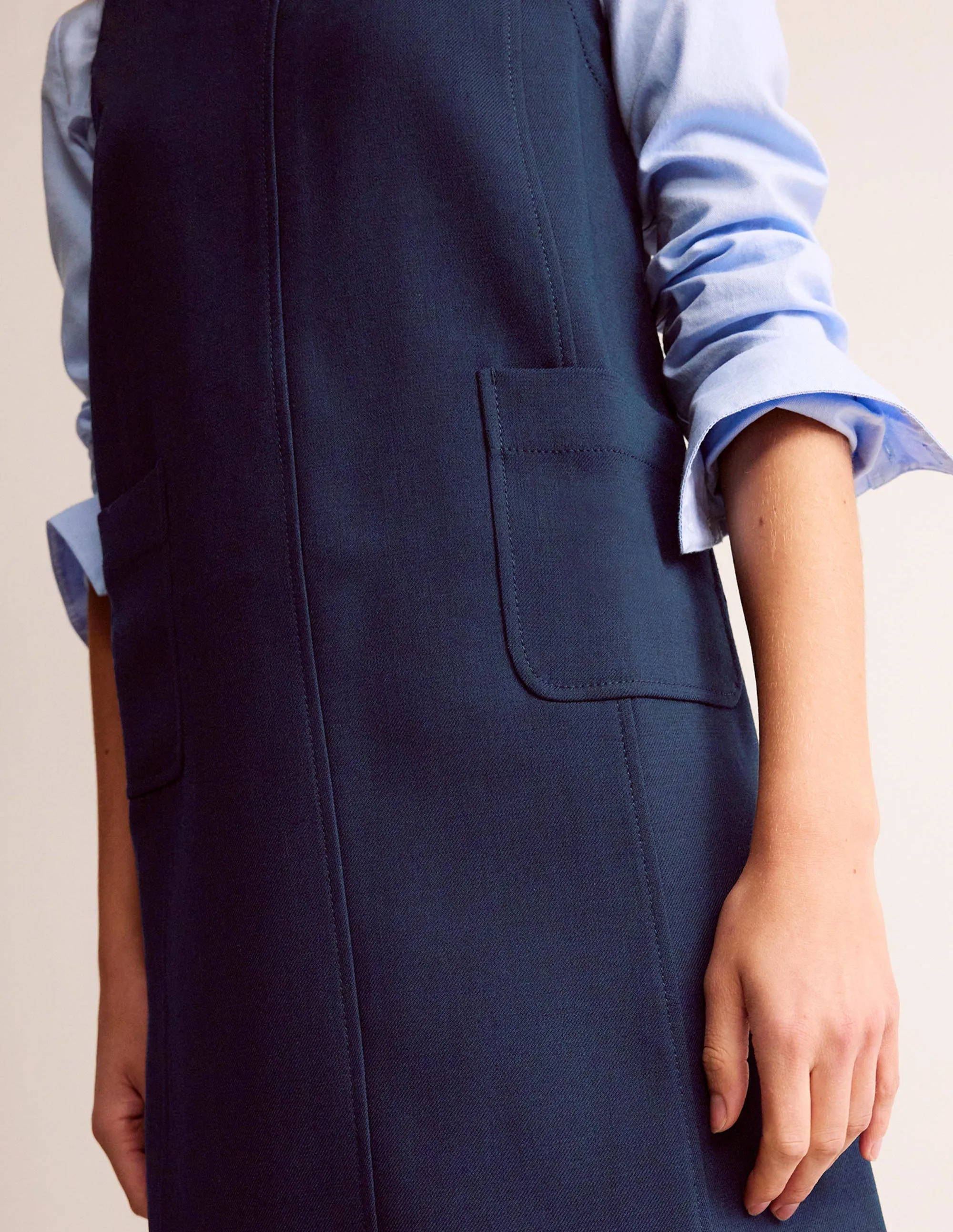 Pocket Detail Mini Shift Dress-French Navy
