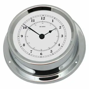 Polished Chrome & White Dial 125mm Quartz Clock