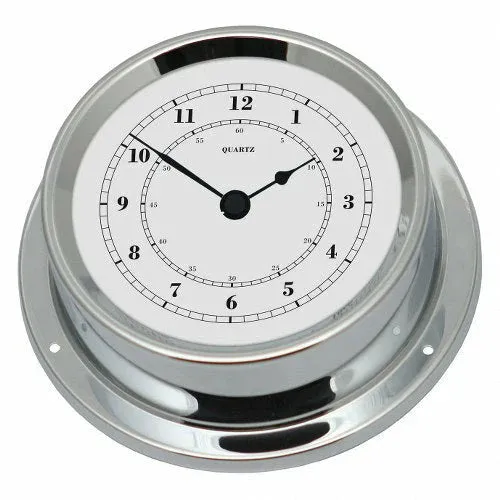 Polished Chrome & White Dial 125mm Quartz Clock