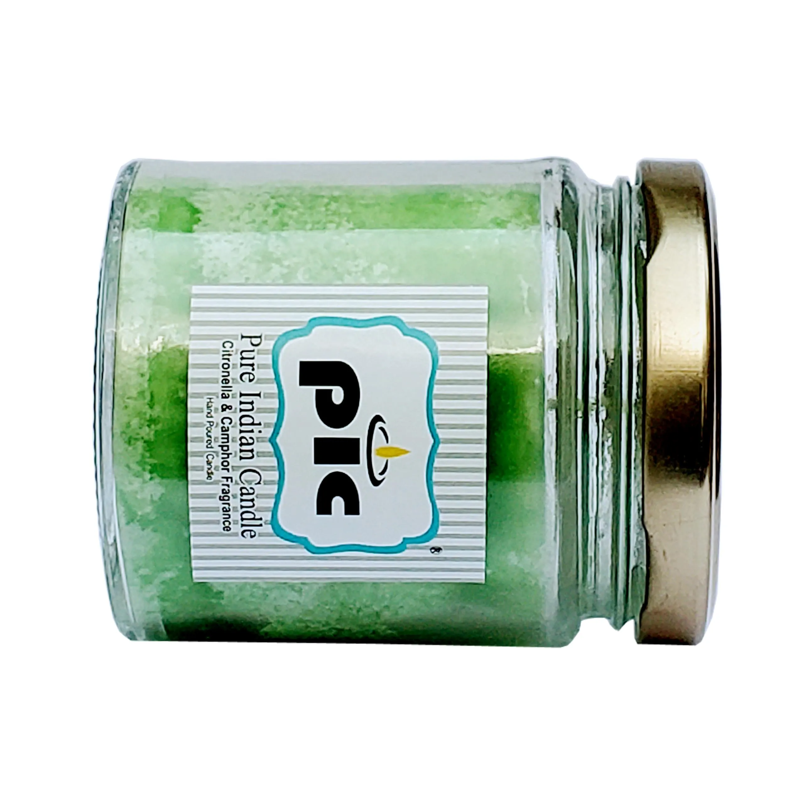 Pure Indian Candle Handpourd Lt. Green Citronella and Camphor Scented Jar Wax Candle (Pack of 6 Pcs.) PICSJC149246