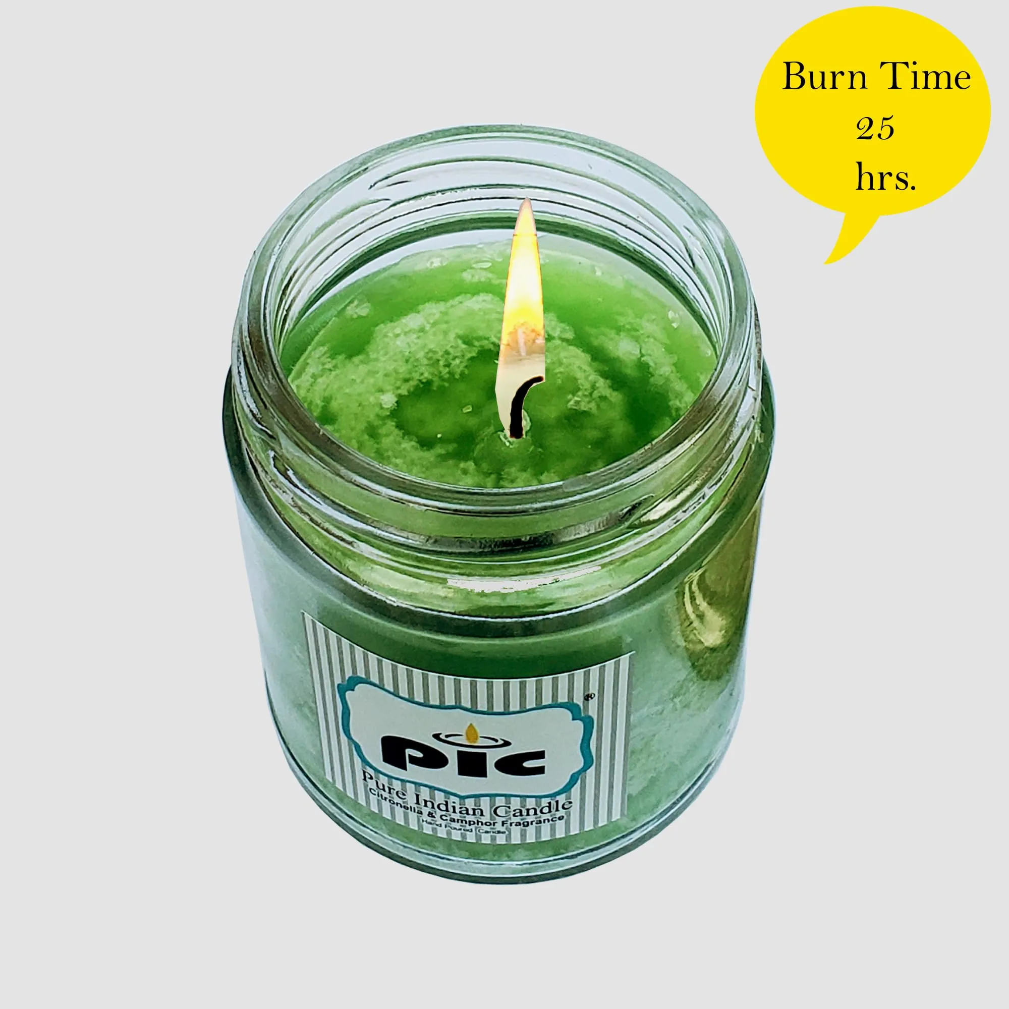 Pure Indian Candle Handpourd Lt. Green Citronella and Camphor Scented Jar Wax Candle (Pack of 6 Pcs.) PICSJC149246