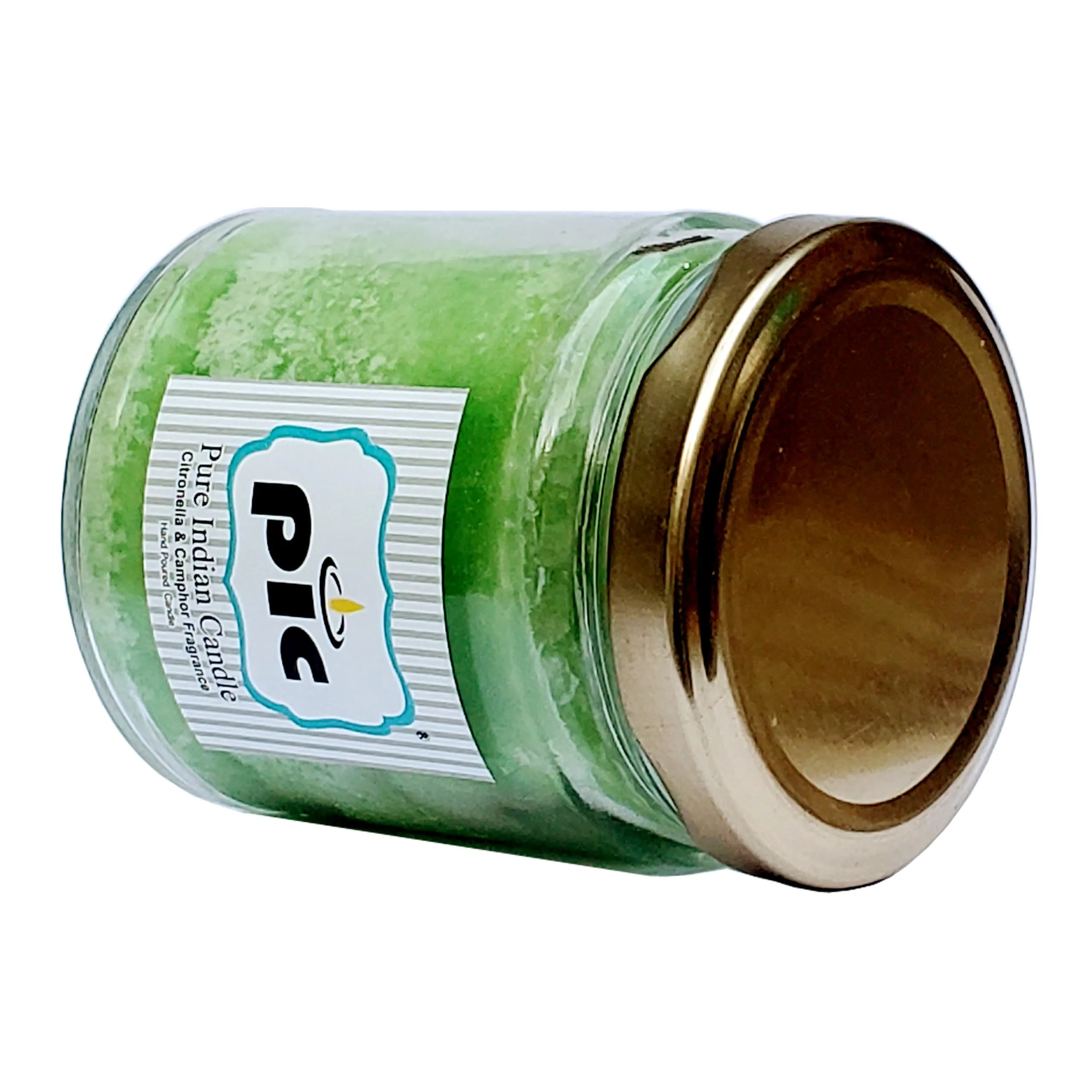 Pure Indian Candle Handpourd Lt. Green Citronella and Camphor Scented Jar Wax Candle (Pack of 6 Pcs.) PICSJC149246