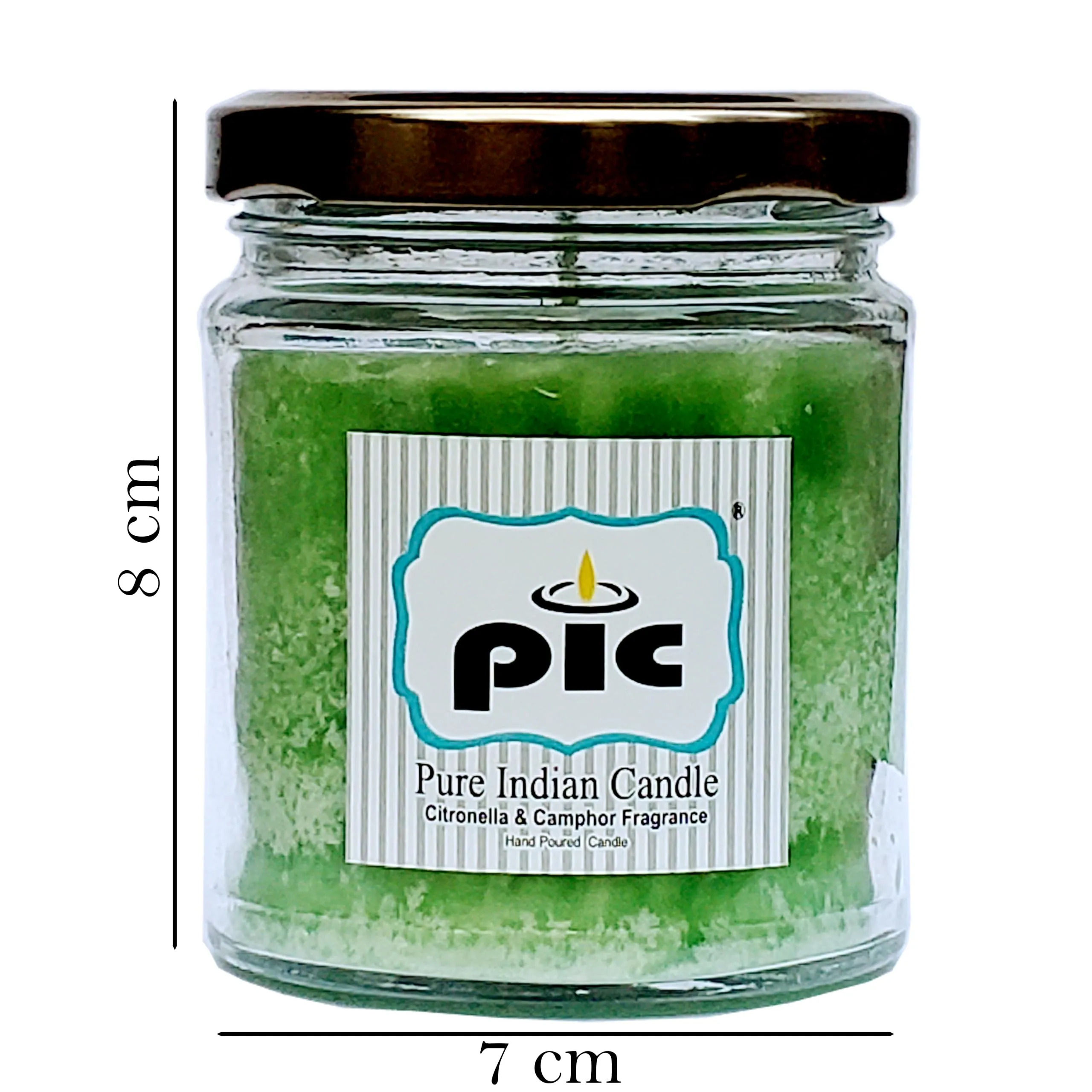 Pure Indian Candle Handpourd Lt. Green Citronella and Camphor Scented Jar Wax Candle (Pack of 6 Pcs.) PICSJC149246