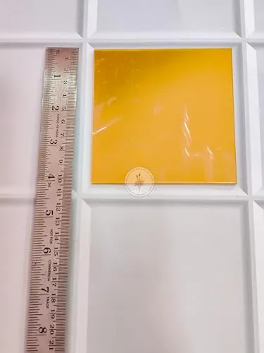 R&H Acrylic Mirror Square Gold Pack of 2PC for, Wall and Home Decorations ETC... (5 INCH)