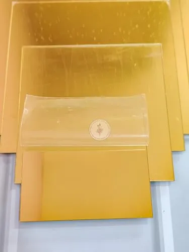 R&H Acrylic Mirror Square Gold Pack of 2PC for, Wall and Home Decorations ETC... (5 INCH)
