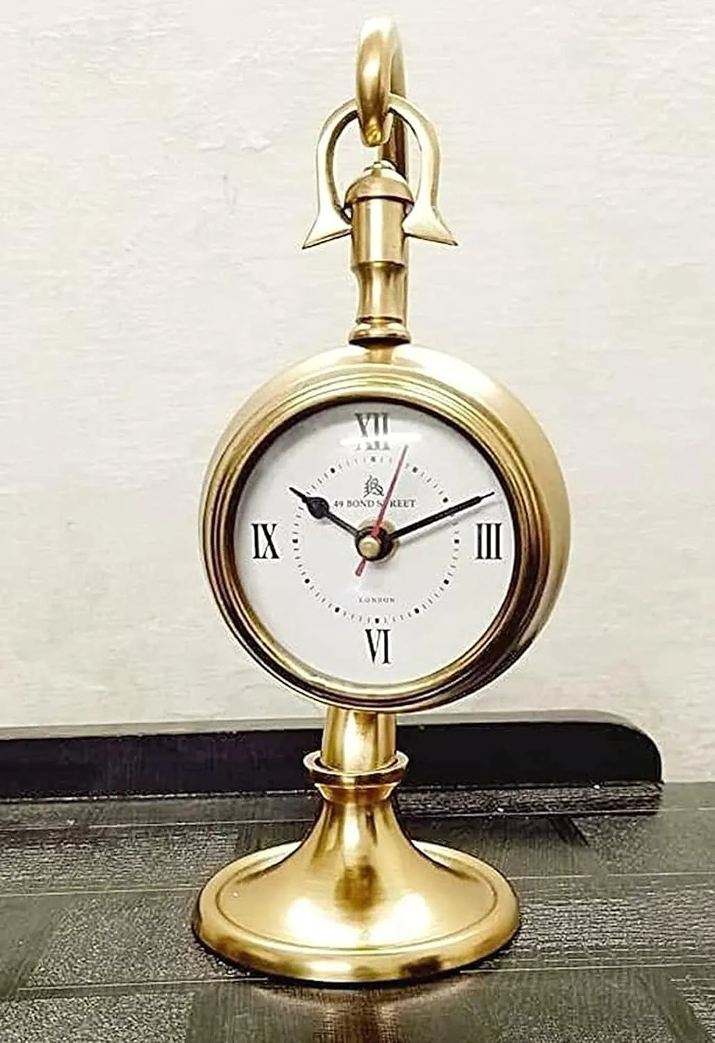 Rock Handicraft Antique Brass Table Top Clock Desk Clock & Hanging Tabletop Clock for Home & Office Living Room Kids Room Studio Decoration Gift (9 Inch)