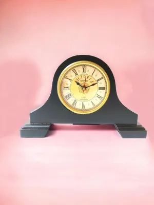 Rocks Handicraft Hndmade Wooden Table Clock Desk Clock Victoria Style Mantel Clock Battery for Home & Office, Bed Room, Kids Room, Study Room, Study Room Decor Gift (10 Inch - Brown)