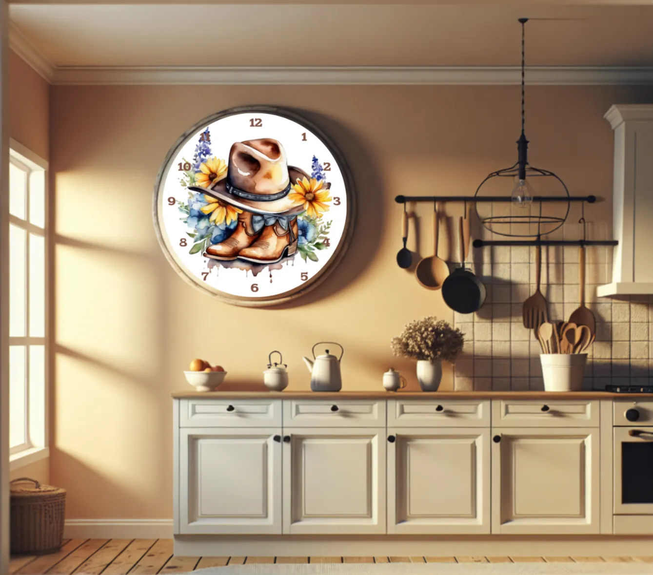 Rustic Charm Wall Clock, Western Wall Clock, Country Wall Clock